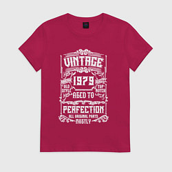 Футболка хлопковая женская Винтаж 1979 этикетка, цвет: маджента