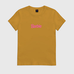 Футболка хлопковая женская Barbie mini logo, цвет: горчичный