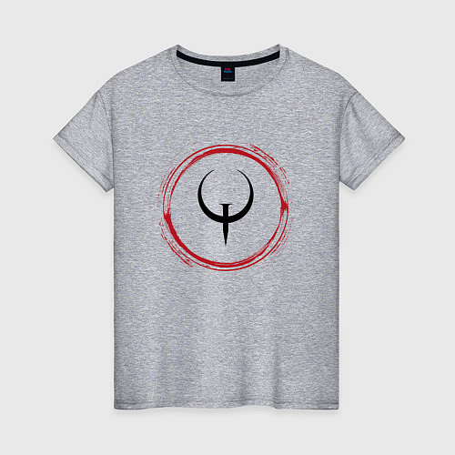 Женская футболка Символ Quake и красная краска вокруг / Меланж – фото 1