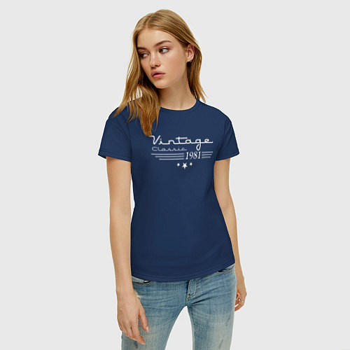 Женская футболка Винтажная классика 1981 / Тёмно-синий – фото 3