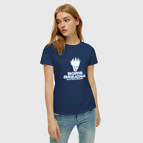 Женская футболка Борис Брейча глитч эффект / Тёмно-синий – фото 3