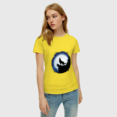 Женская футболка Песня волка луне / Желтый – фото 3