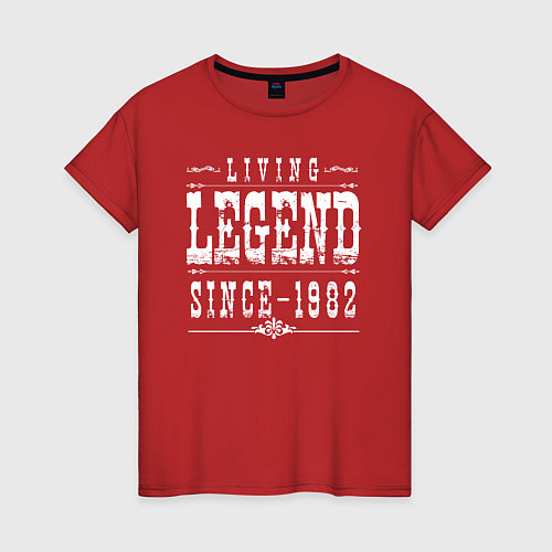 Женская футболка Живая легенда с 1982 года / Красный – фото 1