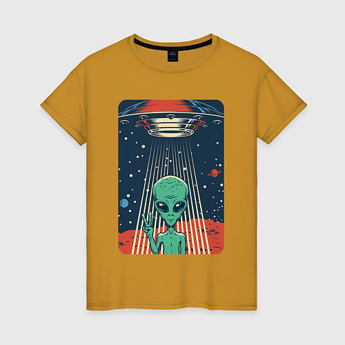 Женская футболка Mars Alien / Горчичный – фото 1