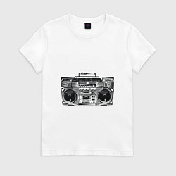 Футболка хлопковая женская Wu-Tang Boombox, цвет: белый