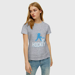 Футболка хлопковая женская Хоккей Силуэт спортсмена, цвет: меланж — фото 2