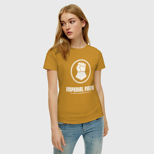 Женская футболка Имперские кулаки лого винтаж / Горчичный – фото 3