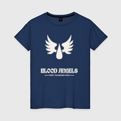 Футболка хлопковая женская Кровавые ангелы лого винтаж, цвет: тёмно-синий