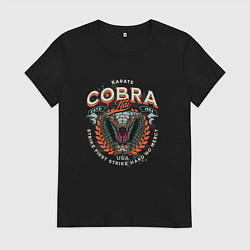Футболка хлопковая женская Кобра Кай - логотип с Коброй Cobra Kai Logo, цвет: черный