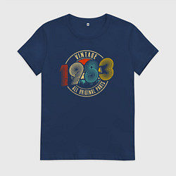 Футболка хлопковая женская Винтаж 1983 оригинальные детали, цвет: тёмно-синий