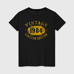 Футболка хлопковая женская Винтаж 1984 лимитированная серия, цвет: черный