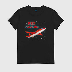 Футболка хлопковая женская Красная Стрела Airplane, цвет: черный