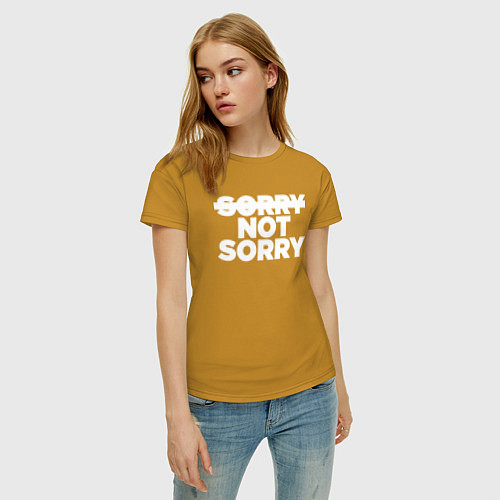Женская футболка Sorry or not sorry / Горчичный – фото 3