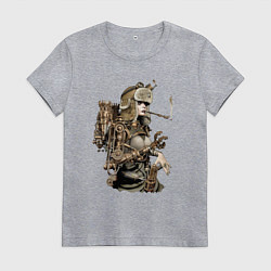 Футболка хлопковая женская Крутая девчонка в стильной амуниции, цвет: меланж