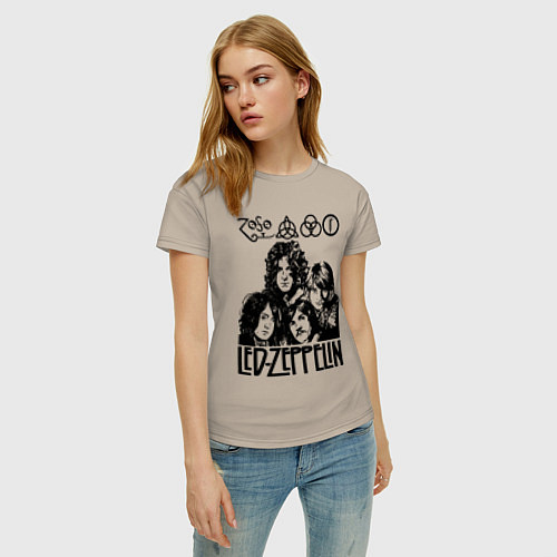 Женская футболка Led Zeppelin Black / Миндальный – фото 3