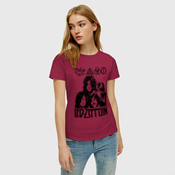 Футболка хлопковая женская Led Zeppelin Black, цвет: маджента — фото 2