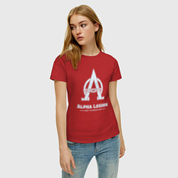 Футболка хлопковая женская Альфа легион винтаж лого, цвет: красный — фото 2