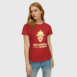 Футболка хлопковая женская Железные воины хаос винтаж лого, цвет: красный — фото 2