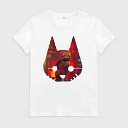 Футболка хлопковая женская Кот из игры Stray, цвет: белый