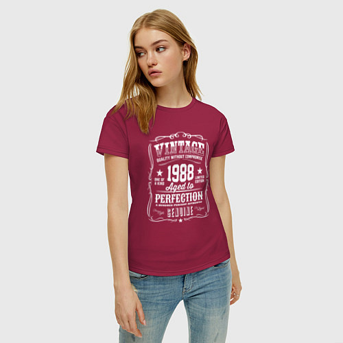 Женская футболка Винтаж 1988 года, выдержанный до совершенства / Маджента – фото 3