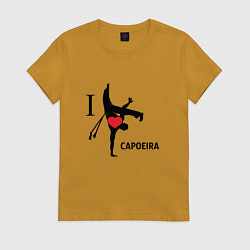 Футболка хлопковая женская I LOVE CAPOEIRA, цвет: горчичный