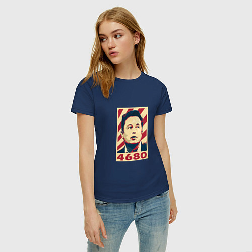 Женская футболка Илон Маск - 4680 / Тёмно-синий – фото 3