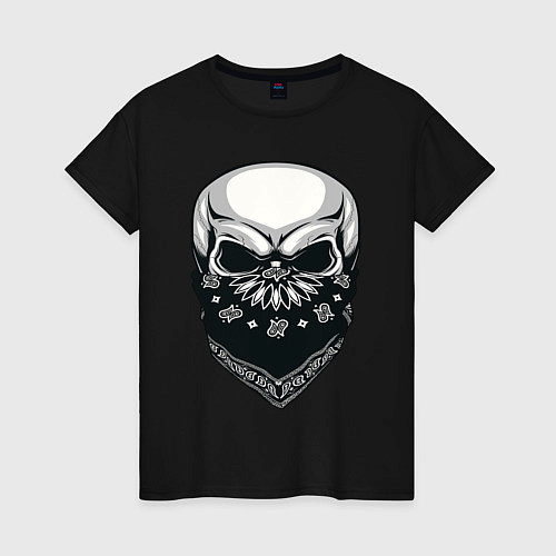 Женская футболка Злой череп в чёрной маске / Черный – фото 1