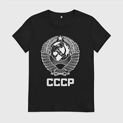 Футболка хлопковая женская Герб СССР, цвет: черный