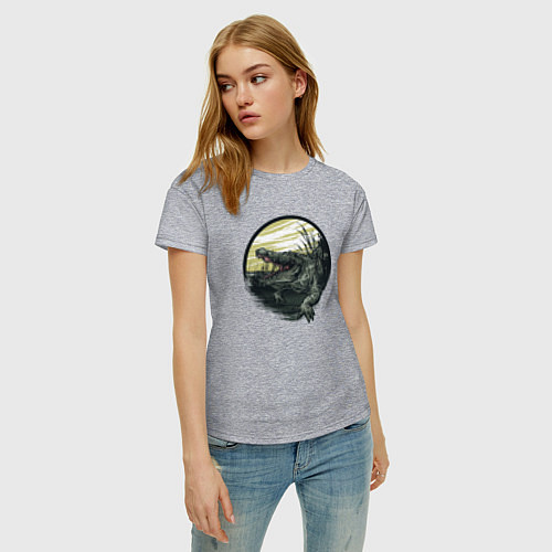 Женская футболка Аллигатор в камышах / Меланж – фото 3