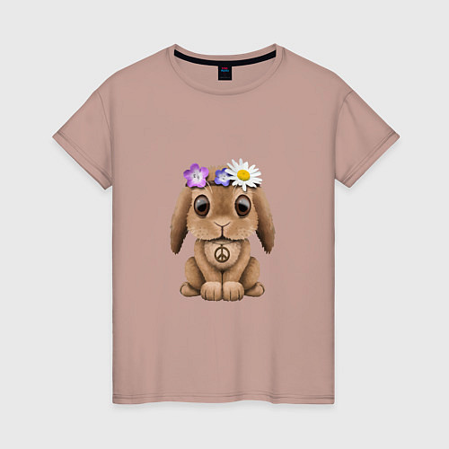 Женская футболка Мир - Кролик / Пыльно-розовый – фото 1