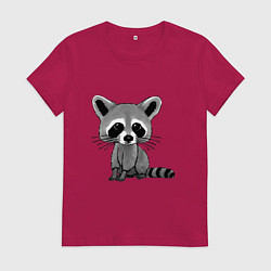 Футболка хлопковая женская Милый крошка енот, цвет: маджента