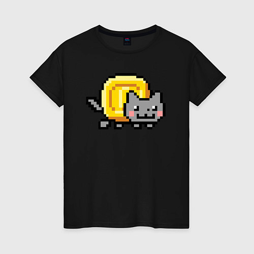 Женская футболка Нян Коин Кэт / Черный – фото 1