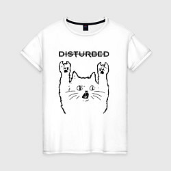 Футболка хлопковая женская Disturbed - rock cat, цвет: белый