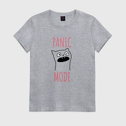 Футболка хлопковая женская Panic mode - Режим паники, цвет: меланж