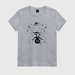 Футболка хлопковая женская Встреча Йети с неизведанным, цвет: меланж