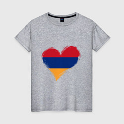 Футболка хлопковая женская Сердце - Армения, цвет: меланж