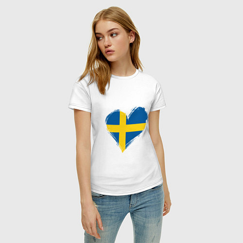 Женская футболка Сердце - Швеция / Белый – фото 3