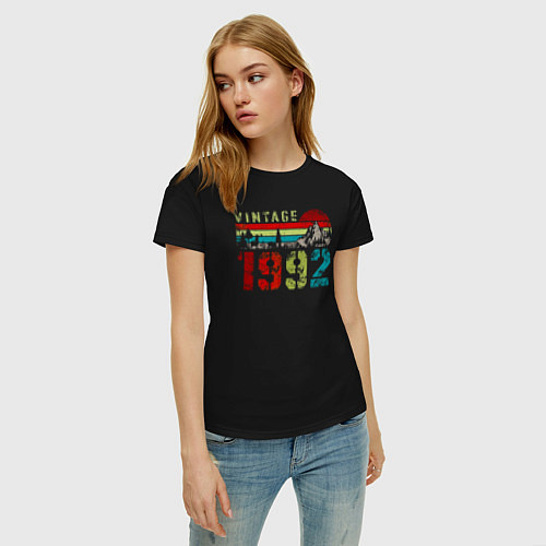 Женская футболка Винтаж 1992 горы / Черный – фото 3