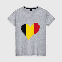 Футболка хлопковая женская Сердце - Бельгия, цвет: меланж