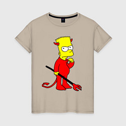 Футболка хлопковая женская Bart Simpson - devil, цвет: миндальный