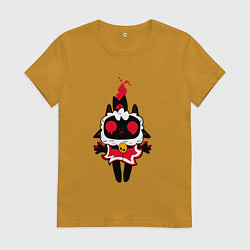 Футболка хлопковая женская Воскресшая овечка - Cult of the lamb, цвет: горчичный