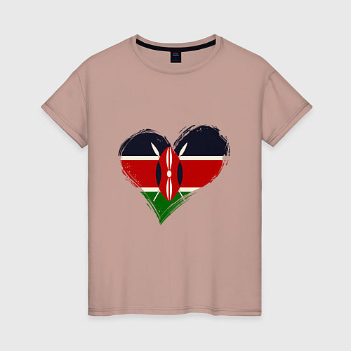 Женская футболка Сердце - Кения / Пыльно-розовый – фото 1
