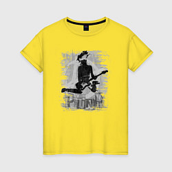 Футболка хлопковая женская Punk rocker, цвет: желтый