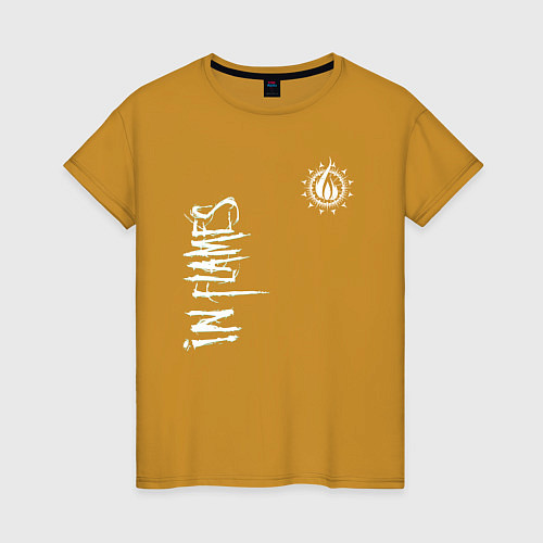 Женская футболка In flames - logo / Горчичный – фото 1