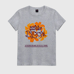 Футболка хлопковая женская Watch yourself bloom, цвет: меланж