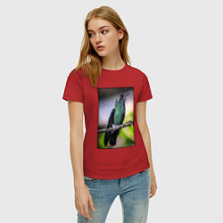 Футболка хлопковая женская Колибри на ветке, цвет: красный — фото 2
