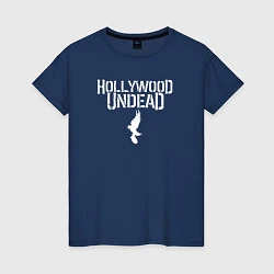 Футболка хлопковая женская Hollywood Undead - logo, цвет: тёмно-синий