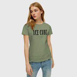 Футболка хлопковая женская Ice Cube - logo, цвет: авокадо — фото 2