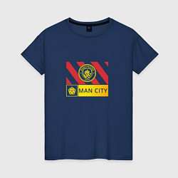 Футболка хлопковая женская Manchester City - Stripe 202223, цвет: тёмно-синий