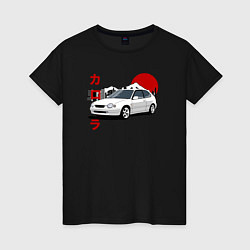 Футболка хлопковая женская Toyota Corolla JDM Retro Style, цвет: черный